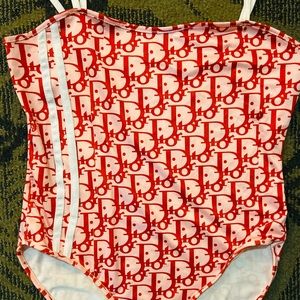 Print swimsuit red & white sz M